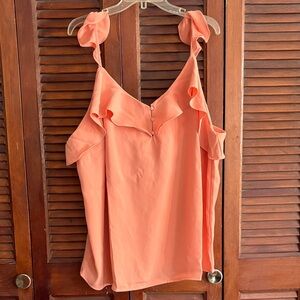 Peach Ruffle Shoulder Top
